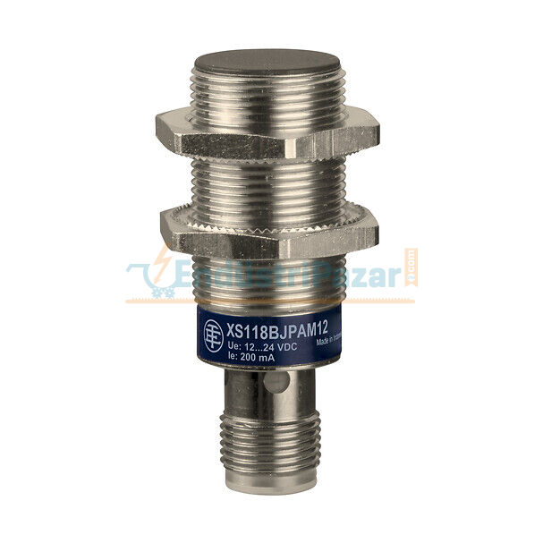 İndüktif Sensör M18 8mm Algılama M12 Konnektör 12...48VDC XS618B1PAM12