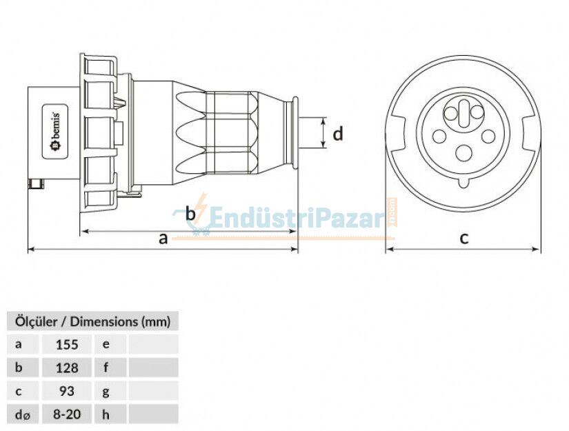 5*16A Enversör Düz Fiş IP67 BC1-1505-7050 BEMİS