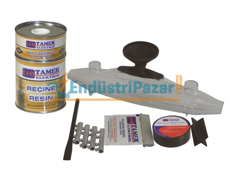 3*16+10 KESİTLİ İLETKENLER İÇİN NO:1 DÜZ TİP ŞEFFAF REÇİNELİ KABLO EK MUFU 0,6-1kV ŞE1 31610 TAMER