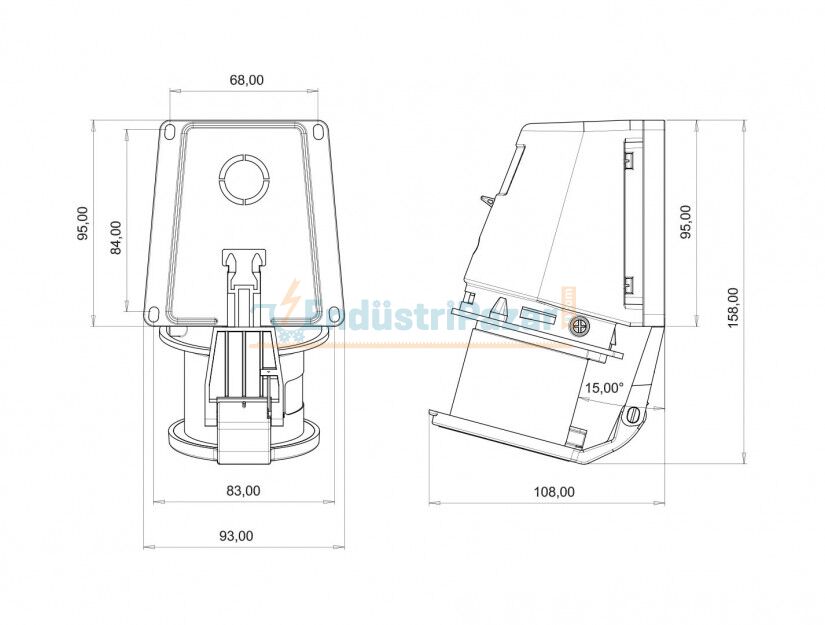 3*32A 110V 90° Eğik Duvar Fiş (Yaylı Kapaklı) IP44 BC1-3303-2235 BEMİS