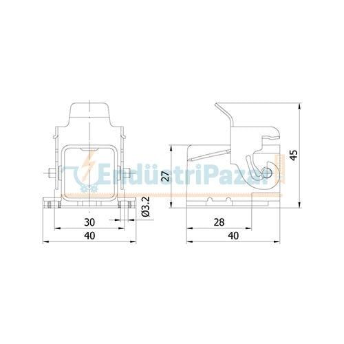 5*10A Eğik Makine Prizi (Arkadan Kablo Girişli) IP65 403009S METE ENERJİ