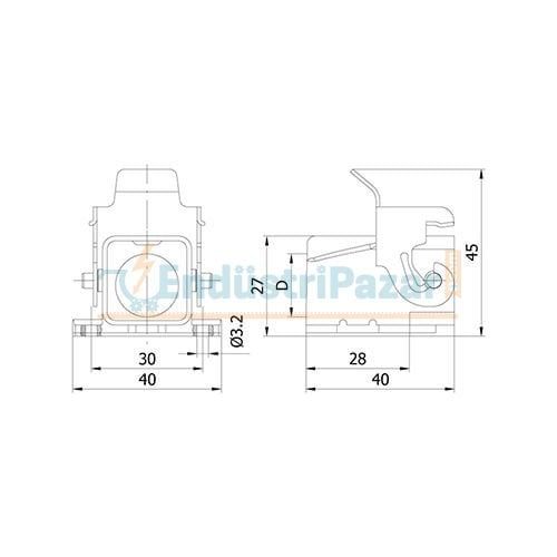 5*10A Eğik Makine Prizi (Kablo Geçişli-Arkadan Kablo Girişli) IP65 403008S METE ENERJİ