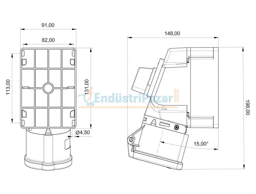 3*32A 110V 90° Eğik Pako Şalterli Duvar Priz IP44 BC1-3303-2550 BEMİS