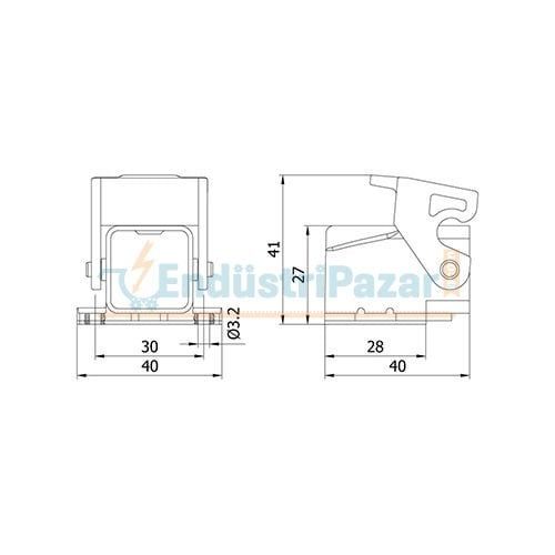 5*10A Eğik Makine Prizi (Yandan Kablo Girişli) IP65 403077 METE ENERJİ