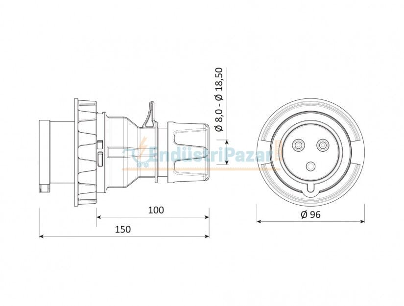 3*32A 110V Düz Fiş IP67 BC1-3303-7011 BEMİS
