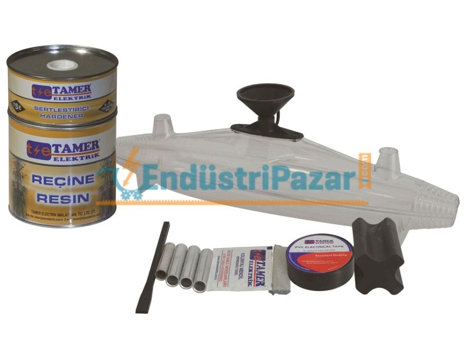 4*95 KESİTLİ İLETKENLER İÇİN NO:2 DÜZ TİP ŞEFFAF REÇİNELİ KABLO EK MUFU 0,6-1kV ŞE1 495 TAMER