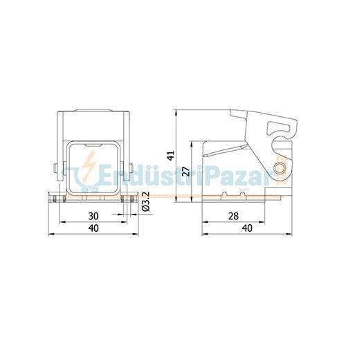 5*10A Eğik Makine Prizi (Arkadan Kablo Girişli) IP65 403069 METE ENERJİ