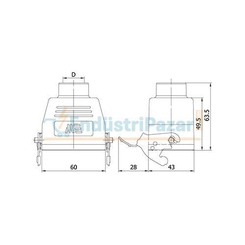6*16A Uzatma Prizi (Üst Giriş Mandallı Contalı) IP65 403112S METE ENERJİ