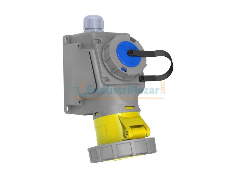 3*32A 110V 90° Eğik Makine Prizli Duvar Prizi IP67 BC1-3303-7537 BEMİS