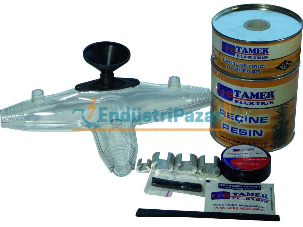 4*10 KESİTLİ İLETKENLER İÇİN NO:1 T TİP ŞEFFAF REÇİNELİ KABLO EK MUFU 0,6-1kV TE1 410 TAMER