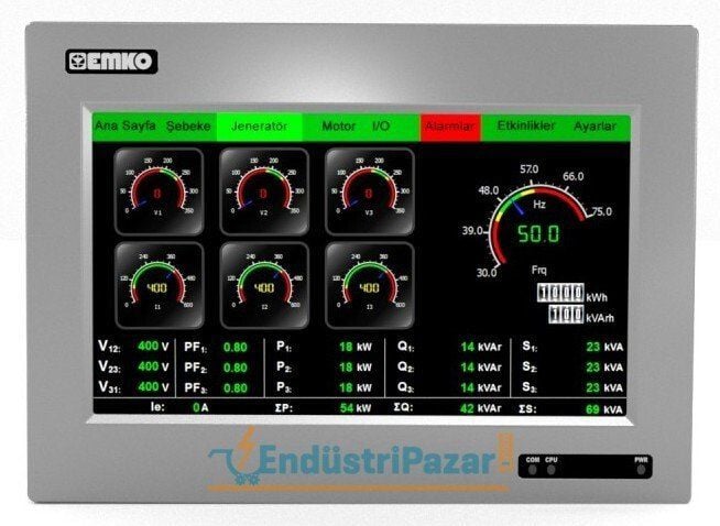 Proop-10P.0.D5.D4.AC.AC (2*USB + 2*RS232 + 1*RS485 + 5*Dijital Giriş + 4* Dijital Çıkış (Transistör) + 2*4...20mA Analog Giriş + 2*4...20mA Analog Çıkış) 10.1`` TFT Dokunmatik Operatör Paneli Process Serisi EMKO