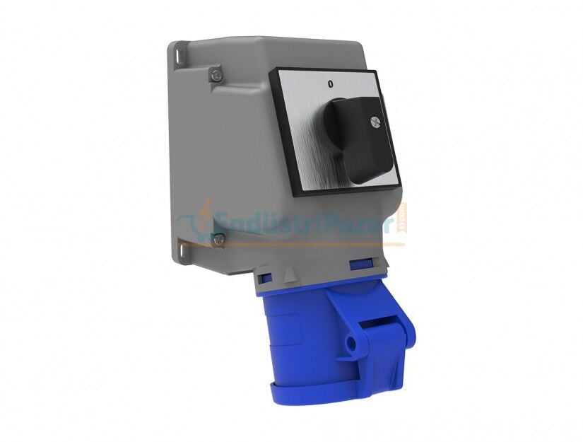 3*32A 220V 90° Eğik Pako Şalterli Duvar Priz IP44 BC1-3403-2550 BEMİS