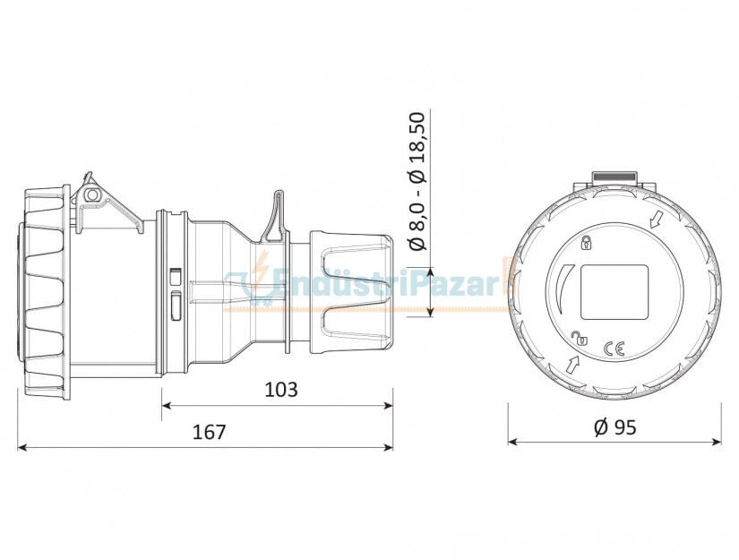3*32A 220V Uzatma Priz IP67 BC1-3403-7312 BEMİS