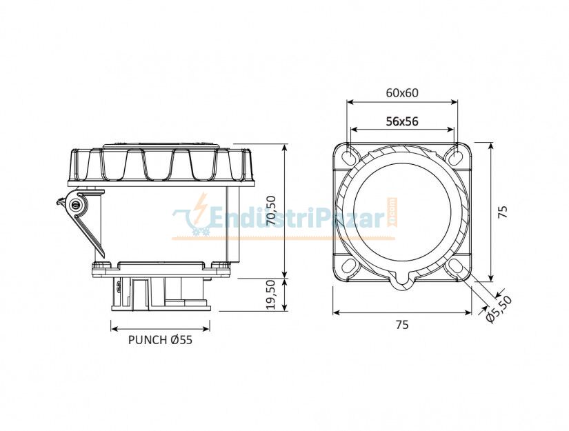 3*32A 220V Makine Priz IP67 BC1-3403-7413 BEMİS
