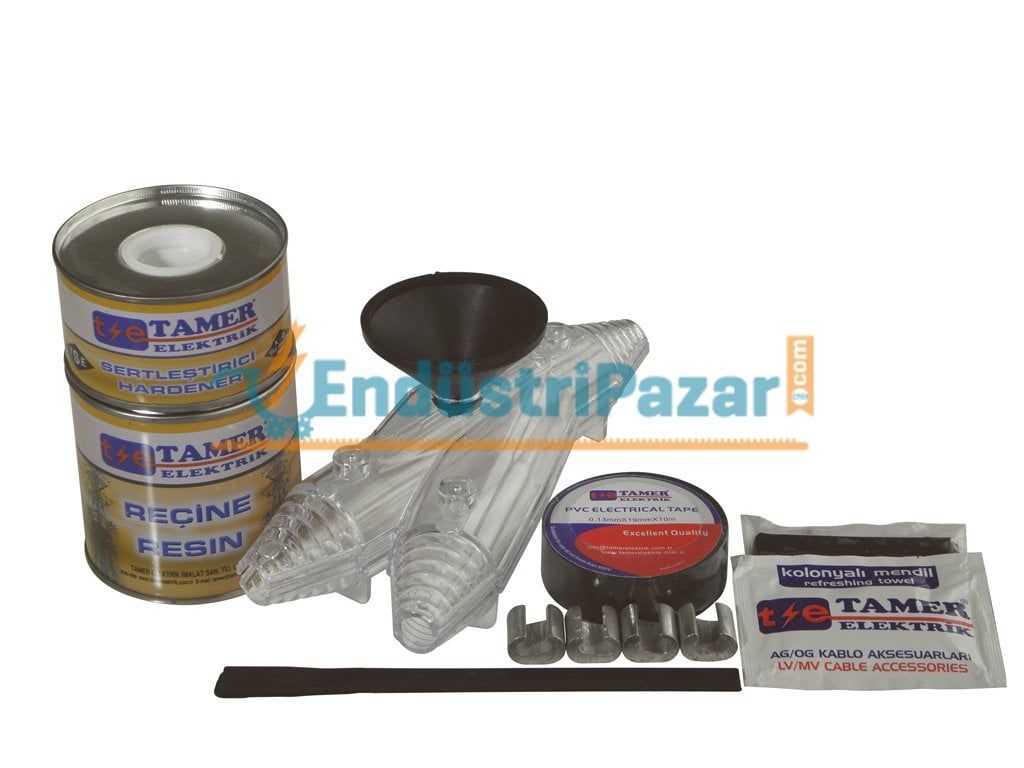 1*16 KESİTLİ İLETKENLER İÇİN NO:1 Y TİP ŞEFFAF REÇİNELİ KABLO EK MUFU 0,6-1kV YE1 11615 TAMER