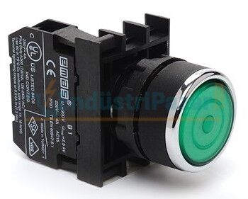 1NO Yaylı Kalıcı Yeşil 22mm Buton B100FY EMAS