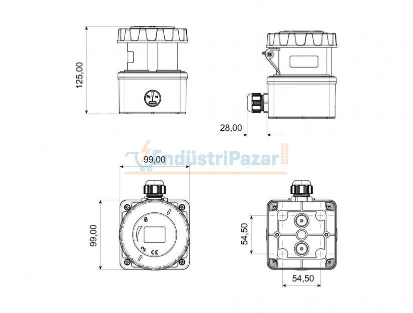 3*32A 220V Duvar Priz IP67 BC1-3403-7510 BEMİS