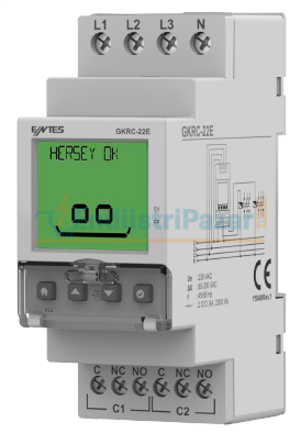 GKRC-22E M5414 3P+N, IP41, LCD Ekranlı Gerilim Koruma Rölesi ENTES