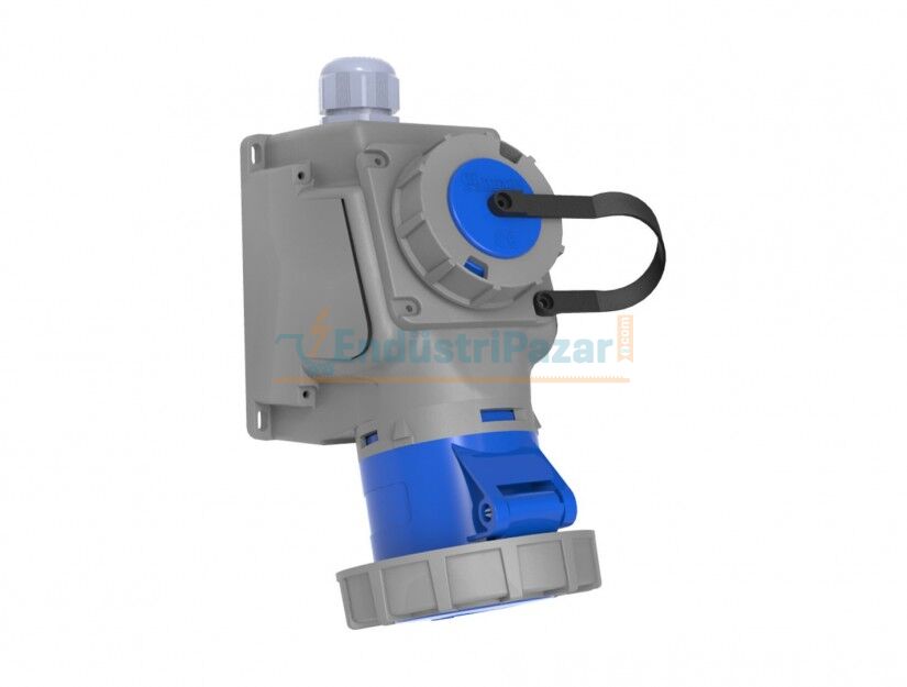 3*32A 220V 90° Eğik Makine Prizli Duvar Prizi IP67 BC1-3403-7537
