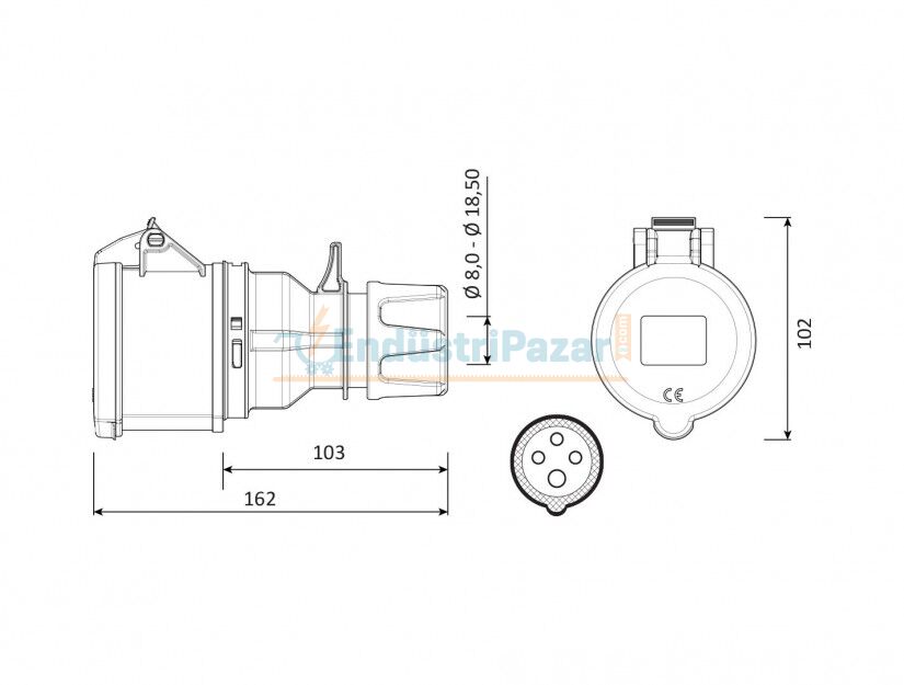 4*32A 380V Uzatma Priz IP44 BC1-3504-2312 BEMİS