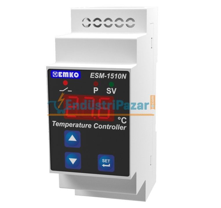 ESM-1510.8.15.0.1/00.00/2.9.0.0 RÖLE ÇIKIŞLI DAHİLİ PTC SENSÖRLÜ (-19,...-99,9) RAY MONTAJ PANO TERMOSTATI 10-30Vdc EMKO