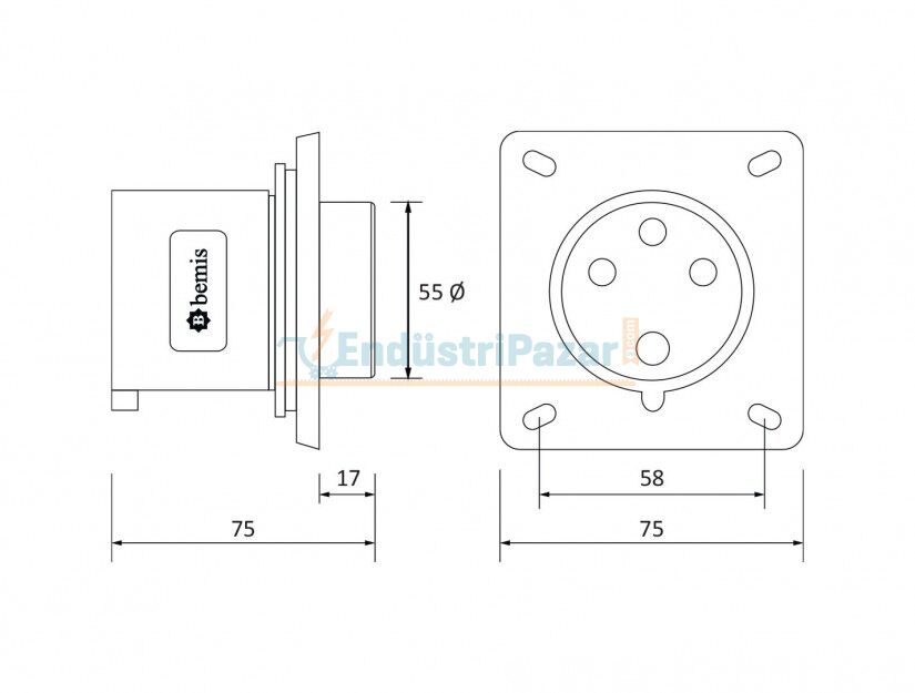 4*32A 380V Makine Fişi IP44 BC1-3504-2114 BEMİS