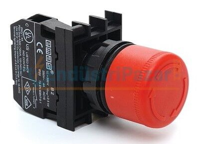 1NC Acil Stop 30mm Çevirmeli Kırmızı 22mm Buton B200E30 EMAS