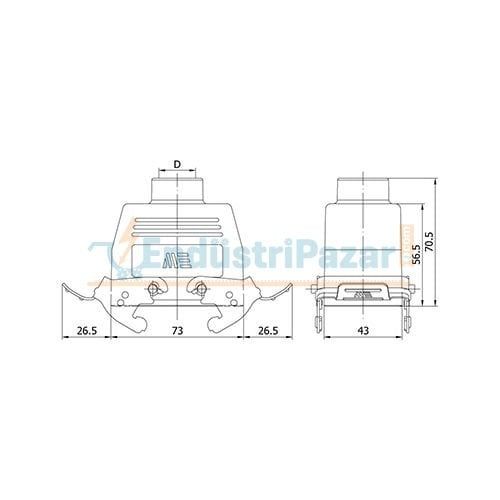 10*16A Uzatma Prizi (Üst Giriş Mandallı Contalı) IP65 403115S METE ENERJİ