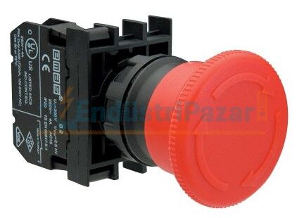 1NC Acil Stop 40mm Çevirmeli Kırmızı 22mm Buton B200E EMAS
