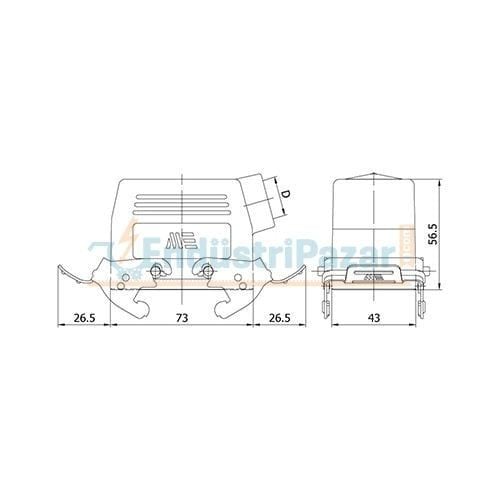 10*16A Uzatma Prizi (Yandan Giriş Mandallı Contalı) IP65 403025S METE ENERJİ