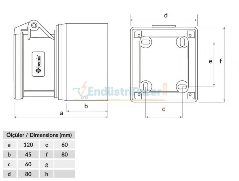 4*32A 380V Duvar Priz IP44 BC1-3504-2510 BEMİS