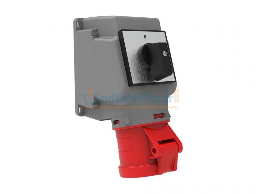 4*32A 380V 90° Eğik Pako Şalterli Duvar Priz IP44 BC1-3504-2550