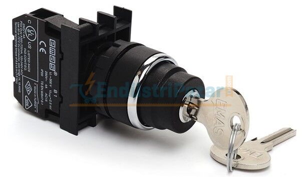 1NO (0-I) 60° Anahtarlı Kalıcı 0 Pozisyonunda Anahtarı Çıkan 22mm Buton B100AA20 EMAS