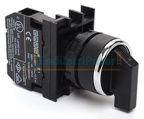 1NO (0-I) 60° SeçiciDönüşlü 22mm Buton B100S21 EMAS