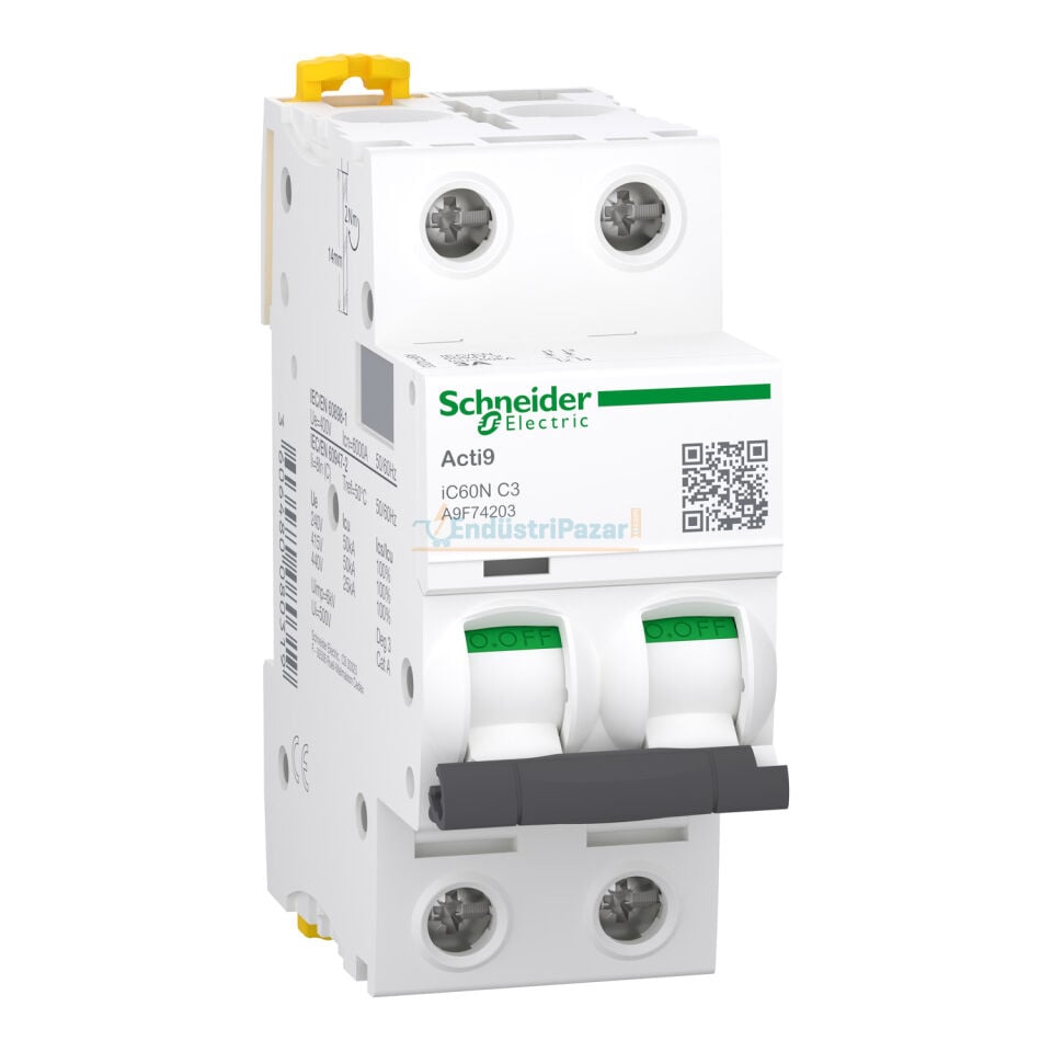 6kA C Eğrisi 2 Kutup 3A Otomatik Sigorta A9F74203 SCHNEİDER