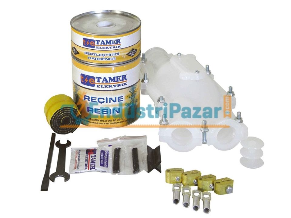 3*120+70 KESİTLİ İLETKENLER İÇİN Y BRANŞMAN VİDALI ŞEFFAF REÇİNELİ KABLO EK MUFU 0,6-1kV VYE1 31207 TAMER
