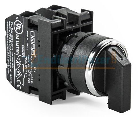 2NO (II-0-I) 60° Seçici Tek Dönüşlü 22mm Buton B101S31 EMAS