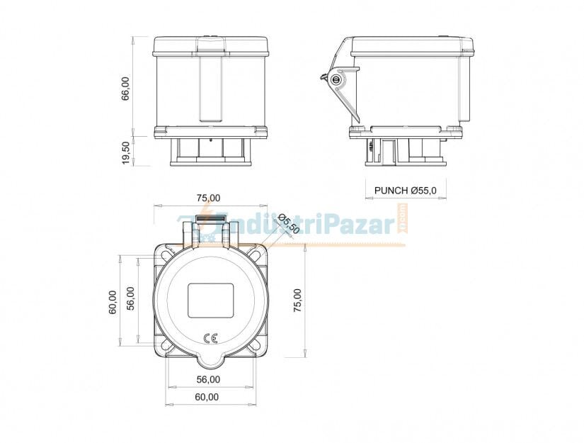 5*32A 380V Makine Priz IP44 BC1-3505-2413 BEMİS