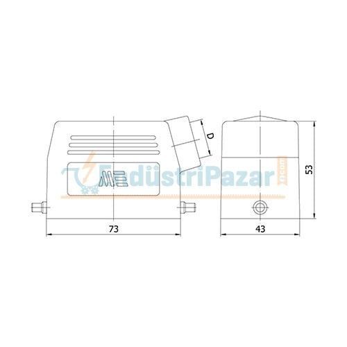 10*16A Fiş (Yandan Giriş Tek Mandallı İçin) IP65 403501 METE ENERJİ
