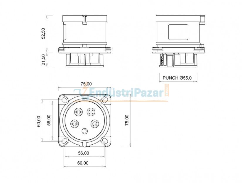 5*32A 380V Makine Fişi IP44 BC1-3505-2114 BEMİS