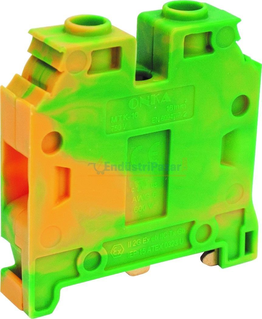 16mm2 MTK Serisi Vida Bağlantılı Topraklama Ray Klemens 1010532 ONKA