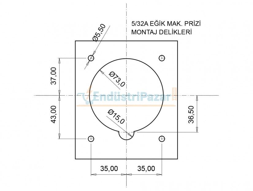 5*32A 380V 45° Eğik Makine Priz IP44 BC1-3505-2420 BEMİS