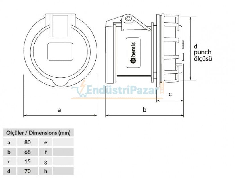 5*32A 380V Somunlu Priz IP44 BC1-3505-2440 BEMİS