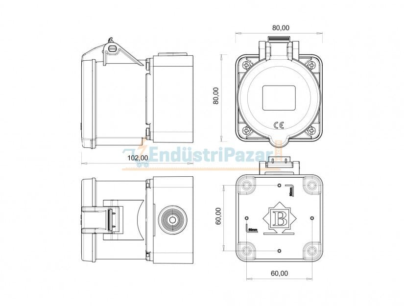 5*32A 380V Duvar Priz IP44 BC1-3505-2510 BEMİS
