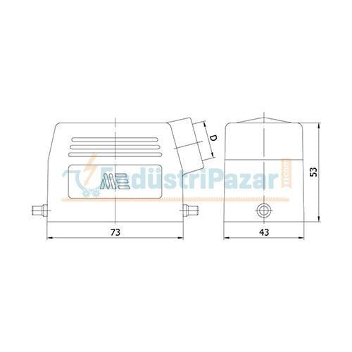 10*16A Uzatma Prizi (Yandan Giriş Tek Mandallı İçin) IP65 403503 METE ENERJİ