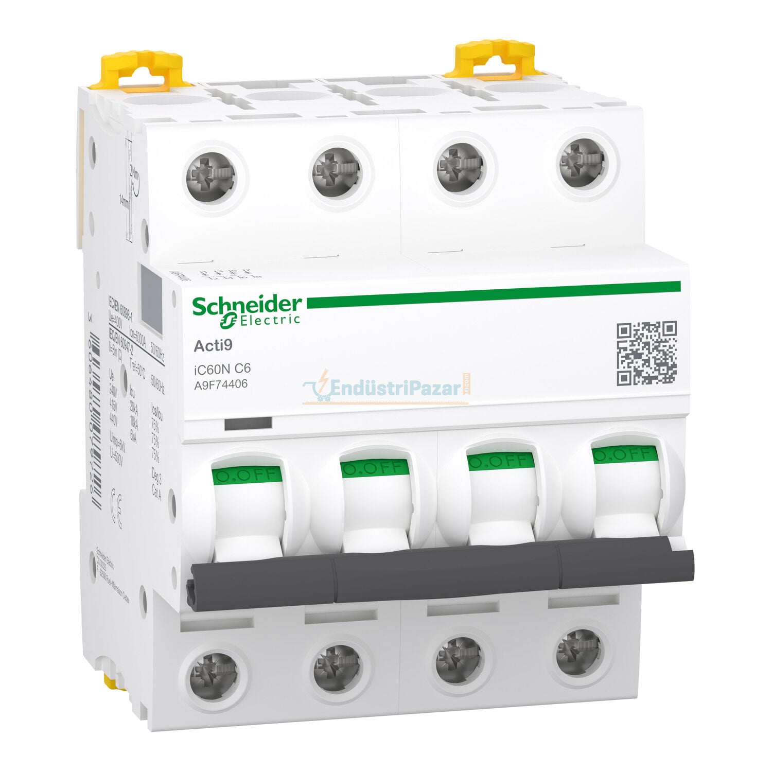 6kA C Eğrisi 4 Kutup 6A Otomatik Sigorta A9F74406 SCHNEİDER