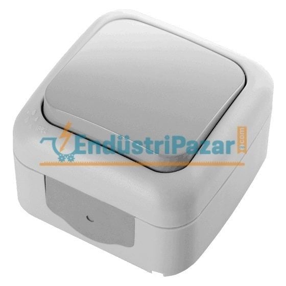 Anahtar Sıva Üstü Palmiye Serisi Gri IP54 90555501 VİKO