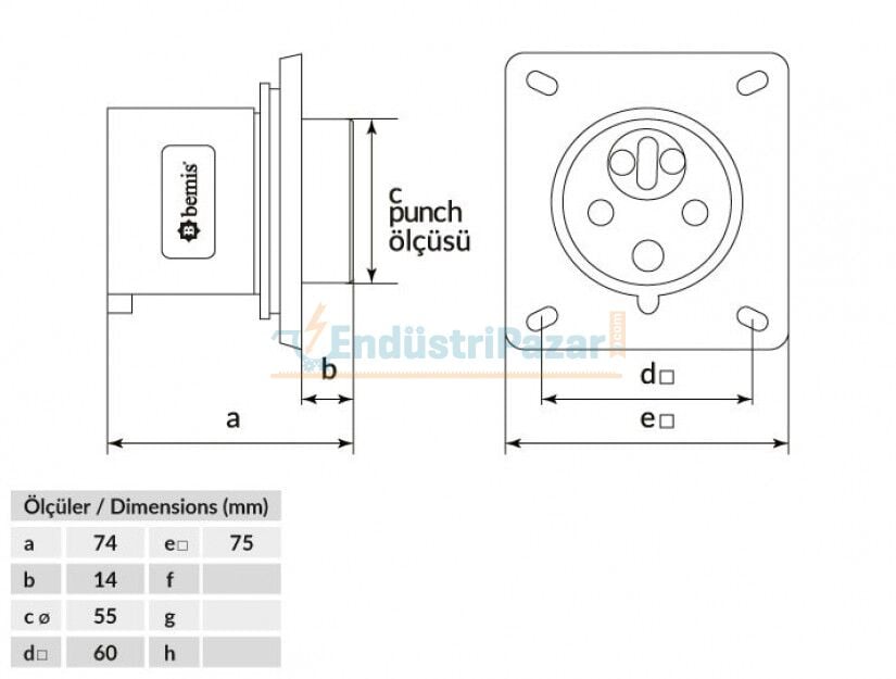 5*32A 380V Enversör Makine Fişi IP44 BC1-3505-2070 BEMİS