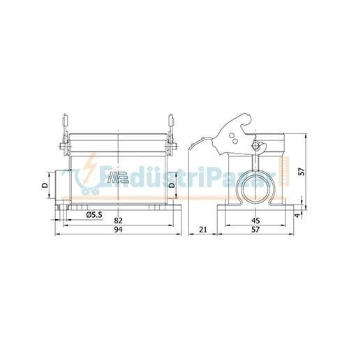 10*16A Duvar Fişi (Çift Girişli Tek Mandallı) IP65 403511S METE ENERJİ