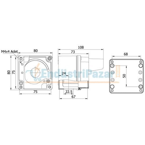 80*80*73mm Alüminyum Buton Kutusu (Korumalı Tekli) IP67 402605 METE ENERJİ